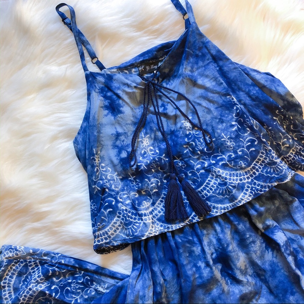 *Like NEW* Blue tie dye maxi dress